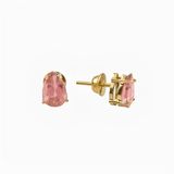 Brinco Ouro 18k Turmalina Pink - Amor E Cura