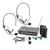 Microfone Vhf S/ Fio Headset Lapela Lelong Le-910 Preto