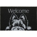 Capacho Vinil Pet Welcome Yorkshire 40cmx60cm Kapazi Preto