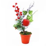 Vaso Enfeite Natalino Mesa Pinha Maça 26cm Plástico Colorido