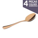 Jogo De Colher Sobremesa Aço Inox Cobre 4 Peças Gourmet Mix