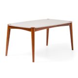 Mesa De Jantar 6 Lugares Madeira Maciça Laqueada Cor Garapa E Capuccino 160 Cm Jobim Garapa/capuccino