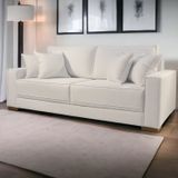 Sofá 3 Lugares Fixo Living Hotello Linho 200cm Off White