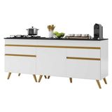 Kit Armário De Cozinha Balcão Para Cooktop 70cm E Gabinete Pia 120cm Veneza Multimóveis Mp2160 Branco/dourado Branco/dourado