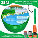 Mangueira Aquaflex 25m - Kit Engate Rápido E Esguicho