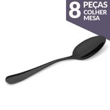 Jogo De Colher Mesa Aço Inox Preto 8 Peças Gourmet Mix