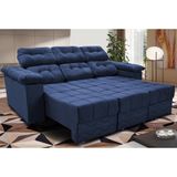 Sofa Itália 2,40 Mts Retrátil E Reclinavel Tecido Suede Azul - Cama Inbox