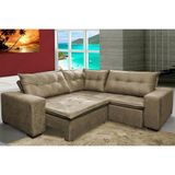 Sofa De Canto Retrátil E Reclinável Com Molas Cama Inbox Oklahoma 2,30m X 2,30m Velusoft Castor