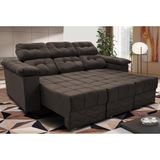 Sofa Itália 2,00 Mts Retrátil E Reclinavel Tecido Suede Café - Cama Inbox