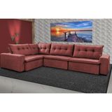 Sofa De Canto Retrátil E Reclinável Com Molas Cama Inbox Oklahoma 3,65x2,51 Ou 2,51x3,65 Vermelho