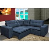 Sofa De Canto Retrátil E Reclinável Com Molas Cama Inbox Oklahoma 2,30m X 2,30m Suede Velusoft Azul