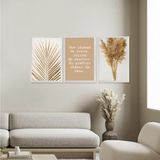 Kit 3 Quadros Minimalista Trigo Frases Bege 43x63cm