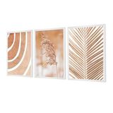 Kit 3 Quadros Boho Trigo Bege Minimalista 43x63cm