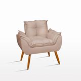 Poltrona Cadeira Decorativa Para Sala De Estar  Jl Decor Cor:bege