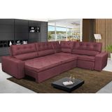 Sofa De Canto Retrátil E Reclinável De Molas Cama Inbox Austin 3,85x2,64 Ou 2,64x3,85 Velusoft Vinho