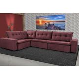 Sofa De Canto Retrátil E Reclinável Com Molas Cama Inbox Oklahoma 3,65x2,51 Ou 2,51x3,65 Vinho