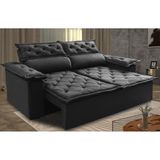 Sofá 3 Lugares Retrátil E Reclinável Cama Inbox Compact 1,80m Velusoft Preto