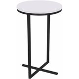 Mesa Lateral Redonda Volpi Artesano 56 Cm (altura) Em Mdp Branco Estrutura Metálica Em Aço Preta