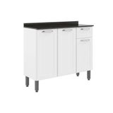 Balcão De Cozinha Dona Maria 6173 3 Portas 1 Gaveta C/ Tampo E Pés 105cm Branco - Bertolini