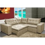 Sofa De Canto Retrátil E Reclinável Com Molas Cama Inbox Oklahoma 2,30m X 2,30m Suede Velusoft Bege