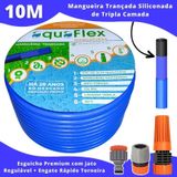 Mangueira Aquaflex Azul 10m - Pvc Siliconado - Kit Engate