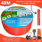 Mangueira Aquaflex Laranja 40m + Kit Engate Rápido