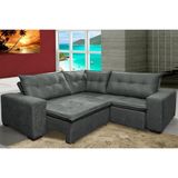 Sofa De Canto Retrátil E Reclinável Com Molas Cama Inbox Oklahoma 2,30m X 2,30m Suede Velusoft Cinza