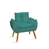 Poltrona Decorativa Opala Reforçada Amamentação Tecido Suede Cor:azul Turquesa