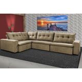 Sofa De Canto Retrátil E Reclinável Com Molas Cama Inbox Oklahoma 3,85x2,61 Ou 2,61x3,85 Castor