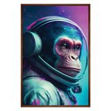 Quadro Decorativo Astronauta Macaco Moldura Cx Alta 100x66cm Título:moldura Madeira