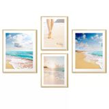 Quadros Decorativos Paisagem Mar Praia Kit 4 Peças 21x31cm