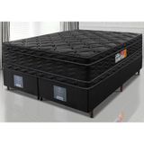 Cama Box Queen Colchão Ortopédico Black + Box 158x198x71 Double Face Espuma D33 Preto