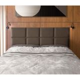 Cabeceira Painel Cama Box Casal Estofada Belize Veludo Marrom - Marrom