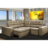 Sofa De Canto Retrátil E Reclinável Com Molas Cama Inbox Austin 2,30m X 2,30m Suede Velusoft Castor