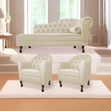 Kit Diva Recamier Diana 185cm Lado Esquerdo E 02 Poltronas Julia Suede Bege