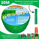 Mangueira Aquaflex Verde 30m C/ Esguicho E Kit Engate