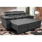 Sofa Itália 2,00 Mts Retrátil E Reclinavel Tecido Suede Cinza - Cama Inbox