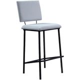 Banqueta Alta Base Em Aço Preto F109 Linho Gelo Dmobiliario Gelo