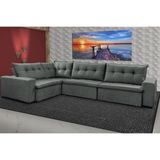 Sofa De Canto Retrátil E Reclinável Com Molas Cama Inbox Oklahoma 3,85x2,61 Ou 2,61x3,85 Cinza