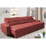 Sofá Retrátil E Reclinável 3,82m Com Molas Ensacadas Cama Inbox Gold Tecido Suede Velusoft Vermelho