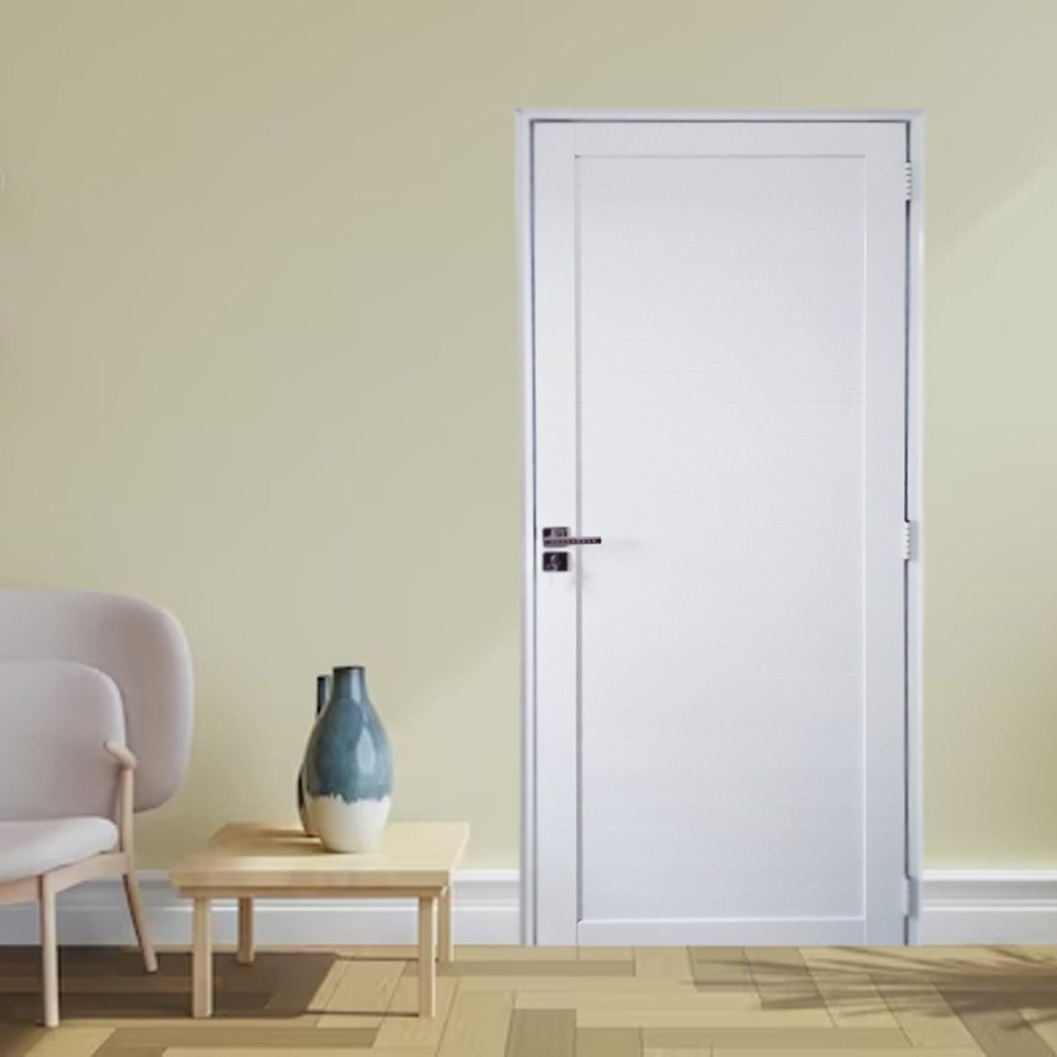 Porta Lambril De Alumínio 210 X 100cm Com Maçaneta Premium Linha 30 Lado Esquerdo Bergamo Branco