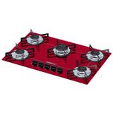 Cooktop 5 Bocas Chamalux Ultra Chama Bivolt Gás Natural  Vermelho