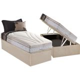 Cama Box Baú Solteiro: Colchão Molas Herval Maxspring American + Base Crc Suede Clean(88x188)