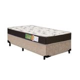 Cama Box Solteiro Suede + Colchão Solteiro Polar Pérola Espuma D20 Marrom-branco 52x88x188 Bege