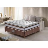 Conjunto Cama Box Casal De Molas Ensacadas D33 Com Pillow Top Cama Inbox Select 138x188x71 Café