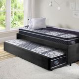 Bicama Box Solteirão 96x203 Suede Preto Com Dois Colchões Gransleep Molas Verticoil Ecoflex