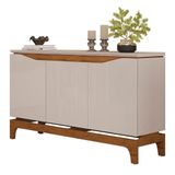 Balcão Buffet Para Sala De Jantar 3 Portas 139cm Alice D04 Freijó-off White - Mpozenato