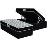 Cama Box Baú Solteiro: Colchão D45-ep Prodormir Advanced Tech2000 Double Face + Base Crc Suede Black