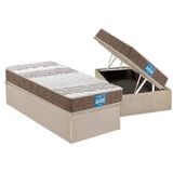 Cama Box Baú Solteiro: Colchão Anatômico Probel Ep Guarda Costas Double Face + Base Crc Suede Clean