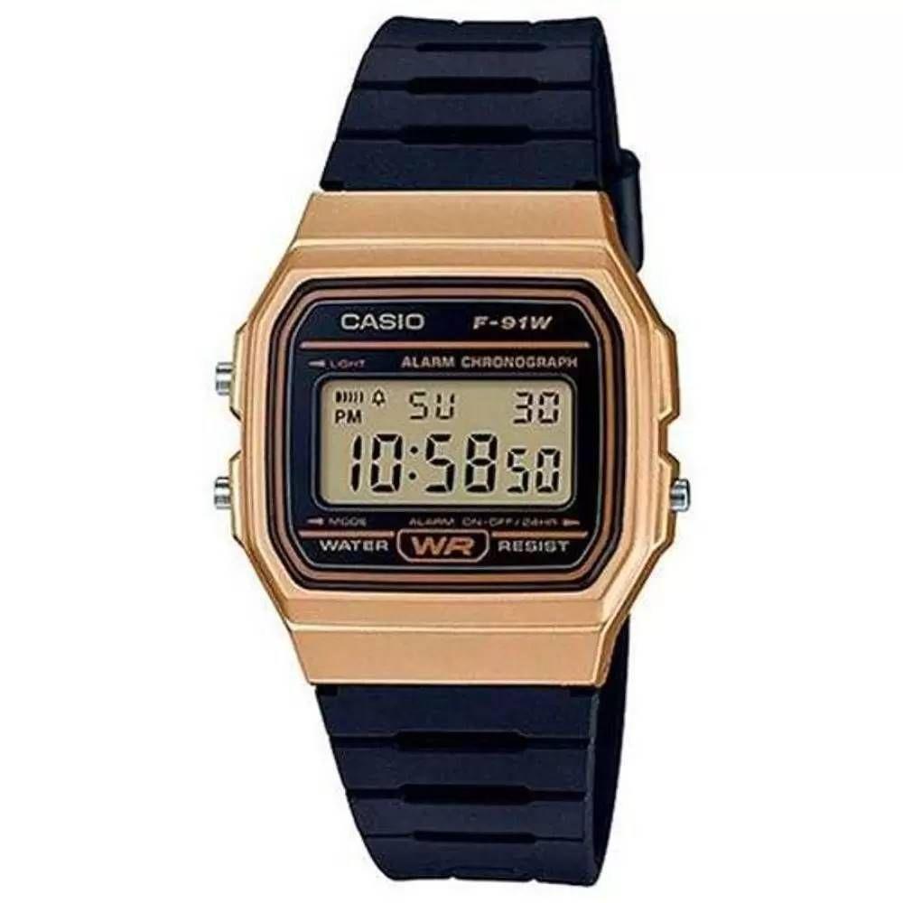 Relógio Casio Masculino Ref: F-91wm-9adf Vintage Digital Dourado